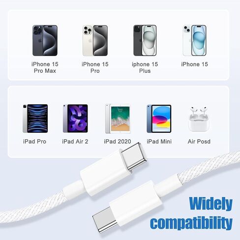 شاحن سريع الشحن [معتمد من MFi] كابل USB C إلى Lightning سلك شاحن iPhone متوافق مع هاتف Apple iPhone - 3 عبوات (6أقدام+6أقدام+10أقدام) in Saudi Arabia