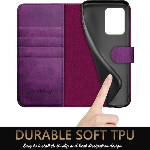 for Samsung Galaxy S20 Ultra Genuine Leather Wallet case 【RFID Blocking】【4 Credit Card Holder】【Real Leather】 Flip Folio Book Phone case Protective Cover Women Men for S20Ultra case Purple in Saudi Arabia