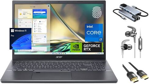 كمبيوتر محمول acer Aspire 5، شاشة 15.6 بوصة FHD IPS، 12 نواة i7-1260P، وحدة معالجة الرسومات RTX 2050، ذاكرة وصول عشوائي 64 جيجابايت، 1 تيرابايت PCIe SSD، WiFi 6، لوحة مفاتيح بإضاءة خلفية، Thunderbolt 4، قارئ FP، لوحة مفاتيح، كاميرا ويب، 3 في 1 الحزمة الأس in Saudi Arabia