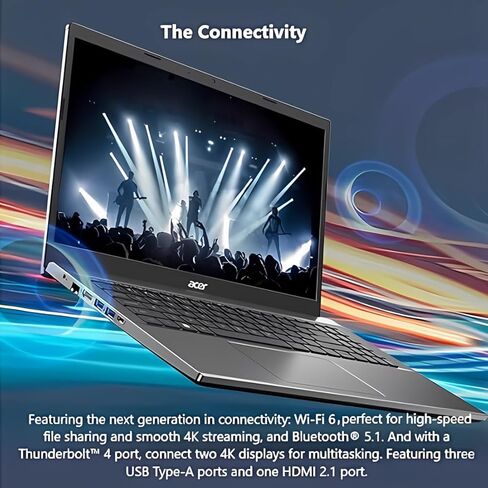 كمبيوتر محمول acer Aspire 5، شاشة 15.6 بوصة FHD IPS، 12 نواة i7-1260P، وحدة معالجة الرسومات RTX 2050، ذاكرة وصول عشوائي 64 جيجابايت، 1 تيرابايت PCIe SSD، WiFi 6، لوحة مفاتيح بإضاءة خلفية، Thunderbolt 4، قارئ FP، لوحة مفاتيح، كاميرا ويب، 3 في 1 الحزمة الأس in Saudi Arabia