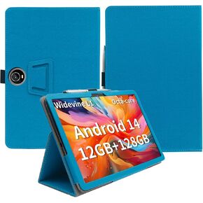 Case for TUOHAITIME C5 Android 14 Tablet 11inch,Folding Stand Protective,BOVUGAC Case Cover with Pencil Holder,Wrist Strap,Full Protection,Premium PU,Scratch Resistant(LightBlue)