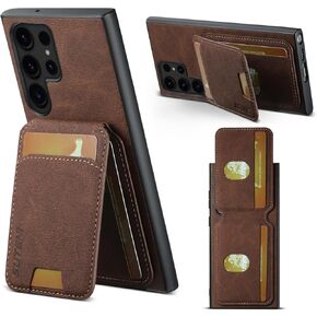 Design for Samsung Galaxy S23 Ultra Case Luxury Faux Leather Case Magnetic Wallet Stand Function Card Case, Slim Fit Design, Retro Business Style Phone Case- Black