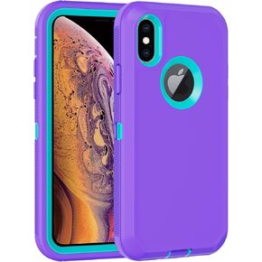for iPhone Xs Max Case, with Built in Screen Protector Heavy Duty Drop Protection, Full Body Rugged Shockproof Dust Proof Tough Protective Phone Cover for Apple iPhone Xs Max Black