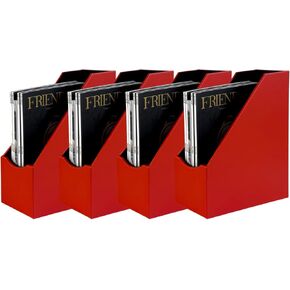 UnionBasic Magazine File Holder, Leatherette Desktop Document Organizer, Home Office Paper Holder File Storage Literature Sorter, Black