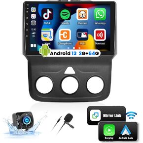 UNITOPSCI 2G+64G Android Car Stereo Radio for Dodge Ram 1500 2500 3500 2013-2019 (Manual AC) Wireless CarPlay Android Auto GPS Navigation 9" Touchscreen Bluetooth WiFi FM/RDS Mirror Link + Camera Mic in Kuwait