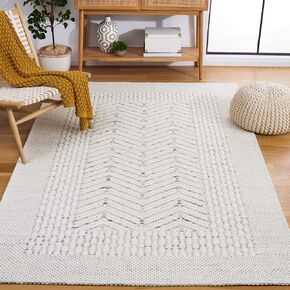 SAFAVIEH Norway Shag Collection Area Rug - 8' x 10', Ivory & Black, Mid-Century Modern Design, Non-Shedding & Easy Care, 1.2-inch Thick Ideal for High Traffic Areas in Living Room, Bedroom (NOR202A)