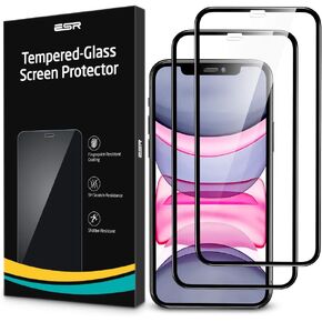 ESR Full-Coverage Tempered-Glass Compatible for iPhone 11 Screen Protector/iPhone XR Screen Protector [2-Pack] [Easy Installation Frame] [3D Curved Edges] for iPhone 11, iPhone XR