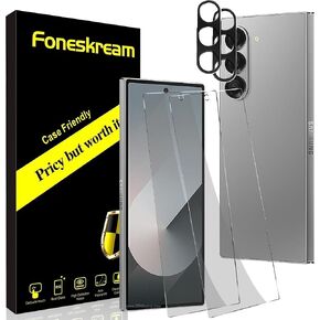 [2+2 Pack] Screen Protector for Samsung Galaxy Fold 6 Screen Protector, 9H Tempered Glass,HD Clear, Anti Scratch Bubble Free Camera Lens Protector Glass Screen Protector