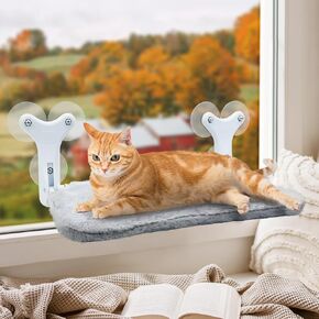 Cat Window Perch with 6 Strong Suction Cups, Cat Hammock Size is 30x52 CM, Indoor Foldable Window Cat Bed with Soft Cushion for Cats, 1 Pack