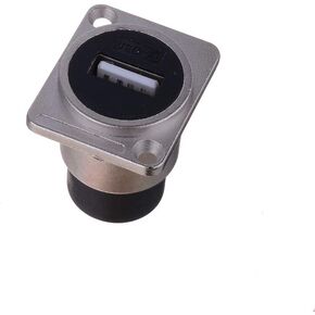 USB 2.0 Connector Dual USB Port Female Socket 86 Panel Mount Square Female to Female Converter Data Transfer Aviation Connectors for Audio Video Optoelectronic Network Industrial Equipment