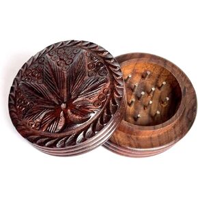 Handmade Artistic Carved Natural Antique Designer 2 Inch unique eco friendly 2 part Herb Grinder