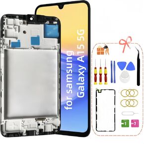 Galaxy A15 5G Screen Replacement for Samsung A15 LCD Touch Digitizer Screen with Frame Toolkits SM-A156U SM-A156P SM-A156W A156M 6.5"(No Fingerprint)