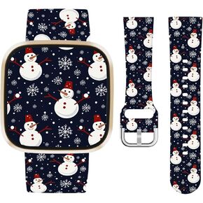 Watbro Christmas Watch Band Compatible with Fitbit Sense/Sense 2/Versa 3/Versa 4 Bands Women,Silicone Replacement Band for Fitbit Sense/Sense 2/ Versa 4/ Versa 3 Smartwatch