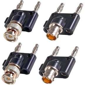 BNC Male to Dual Banana Male Plug & BNC Female to Dual Banana Male Plug, Binding Posts RF Coaxial Adapter BNC to Banana Coax Jack Connector (4 Pack) in Kuwait