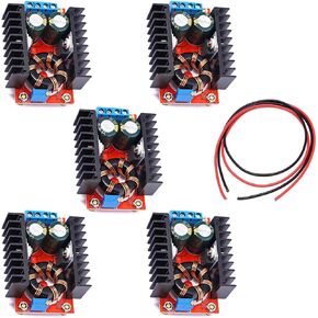 5Pack Step Up Boost Converter Module 150W DC-DC 10-32V to 12-35V Adjustable Power Voltage Regulator with 24AWG Wire