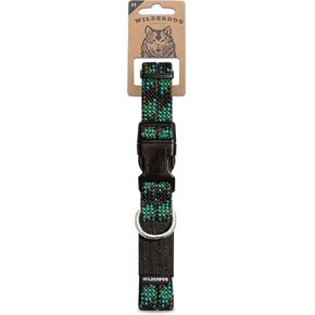 Wilderdog Climbing Rope Dog Collar - Outdoor durable climbing rope design with heavy-duty secure hardware for safety - Adjustable to fit 13"-18" around with a 1" band - Medium - Razzleberry Reflective