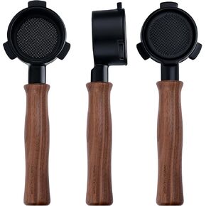 Normcore 54mm Bottomless Portafilter with 18g Basket, Bottomless Naked Portafilter Fits 54mm Breville Sage Machines, Titanium PVD Coating Portafilter Group Head with Genuine American Walnut Handle
