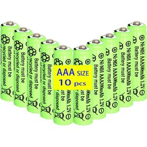 1.2 Volt 300mAh Ni-MH AAA Size Rechargeable Batteries Triple A for Solar Lights, String Lights Pathway Lights,Mouse, Keyboard (10 Packs)
