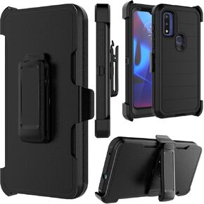 Takfox Moto G Pure Case, for Motorola G Power 2022 Belt Clip Holster Phone Case with [Built-in Screen Protector] Kickstand Protective Rugged Heavy Duty Shockproof Dustproof Durable Cover (Black/Black)