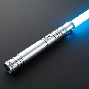 Motion Control Light Saber Smooth Swing Lightsabers Heavy Duty Metal Hill FX Dueling Saber with 16 Sounds Fonts 16 RGB Infinite Color Changing Cosplay（Silver）