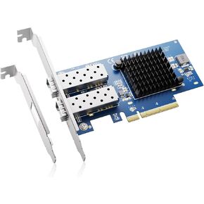 BZUZI 10Gb PCIe NIC Network Card,Dual SFP Ports,Intel 82599 (X520-DA2) Controller,High-Speed Ethernet Adapter, Compatible with Windows Server, Linux, VMware,Low Profile Bracket Included