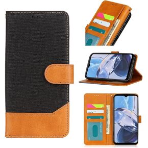 Mavis's Diary Pixel 9 Pro XL Case Wallet, Men Women Stylish Canvas PU Leather Color Block Folio Cover Card Holder Folding Phone Case Compatible with Google Pixel 9 Pro XL (Black)