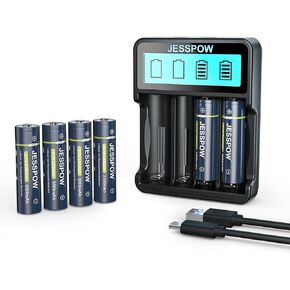 6pcs 18650 Rechargeable Battery 3300mAh with Batteries Charger,Universal Charger for Rechargeable 3.7V Li-ion Batteries 10440 AAA AA (Button Top Type)