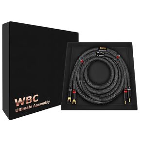 WORLDS BEST CABLES 8 Foot Ultimate - 7 AWG - Ultra-Pure OFC - Premium Audiophile HiFi Speaker Cable for Center Channel with Eminence Gold Banana (x2) & Spade (x2) Plugs & Carbon Tweed Jacket