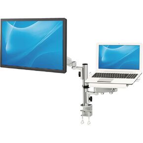 Tripp Lite Laptop and Monitor Stand Mount, Sturdy Desktop Clamp Support, 17 to 32 in. Display, VESA-Compliant, Full Motion Arms, Aluminum Construction, TAA Compliant, 5-Year Warranty, (DDR1732NBMTAA)
