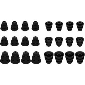Earbuds Tips 12 Pairs Replacement Triple Flange Conical EarTips Earbuds Eartips for Most in-Ear Earphones (Sony/Beats/AKG/KZ etc.),S/M/L 12 Pairs, Black (431B)
