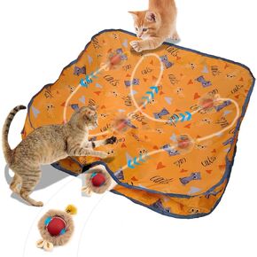ZNZ Interactive Cat Toys for Indoor Cats, Motion Activate Cat Toy with Mat, Rechargeable Cat Hunting Toy, Hide and Seek Cat Toy for Kitten & Adult Cat