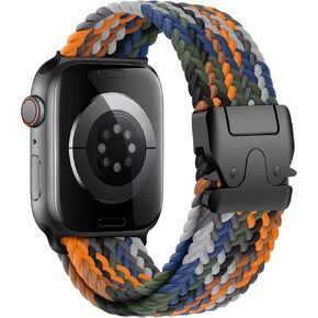 Braided Solo Loop for Apple Watch Ultra/2 Bands 49mm 46mm 45mm 44mm 42mm Men/Women,Parachute Buckle Stretchy Elastic Nylon Sport Strap Wristband for iWatch Bands Series 10 9 8 7 6 5 4 3 SE/2