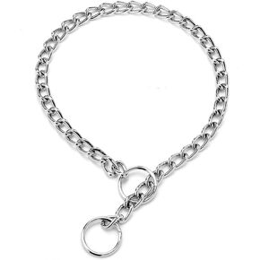 Choke Dog Chain Collars, Metal Slip Link Training Heavy Duty Dog Choker Collar Martingale Puppy Collars for XXS XS Small Medium Large Big XL Breed Dogs, Silver XXS