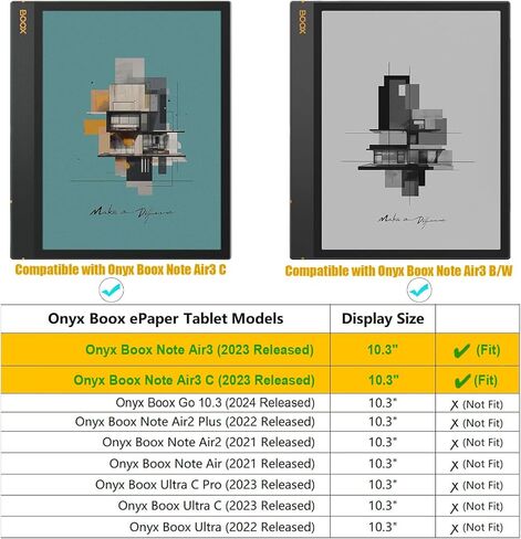 E NET-CASE Case for Case for 10.3" Boox Note Air4 C (2024)/Boox Note Air3 C/Boox Note Air3 B/W Tablet (2023)-Lightweight Transparent Back Cover with Auto Sleep/Wake & Built-in Pencil Holder (Black) in Saudi Arabia