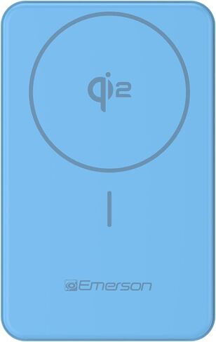 Emerson PBW1010U Power Bank, Compact Travel Ready 10,000mAh Battery Pack with Qi2 15W Wireless Charging and 22.5W Wired Charging (USB and USB C) for iPhone, iPad and More, Blue in Saudi Arabia