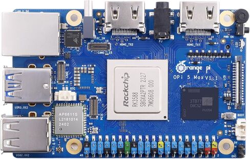 5 بحد أقصى 16 جيجابايت من ذاكرة الوصول العشوائي LPDDR5 Rockchip RK3588 لوحة تطوير، تردد 2.4 جيجا هرتز 8K فك تشفير الفيديو M.2 PCIE 2.5G LAN Wi-Fi 6E+BT 5.3/BLE Orange Pi 5 MAX كمبيوتر لوحي واحد (Pi 5 Max 16G) in Kuwait
