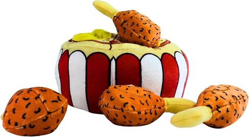 Dog Plush Fried Chicken Pizza Bucket: Dog Chicken Hide & Seek Toy, Dog Plush Toys, Dog Chew Toys, Dog Hide&Seek Toy in Saudi Arabia