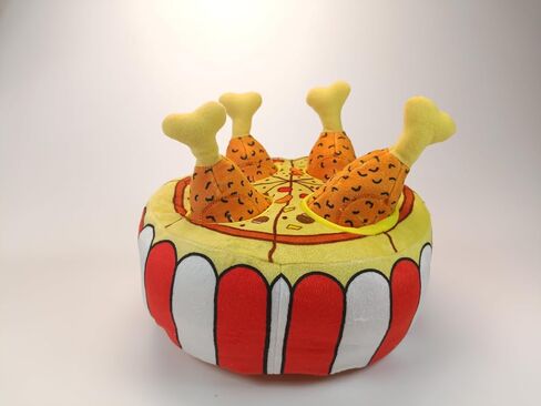 Dog Plush Fried Chicken Pizza Bucket: Dog Chicken Hide & Seek Toy, Dog Plush Toys, Dog Chew Toys, Dog Hide&Seek Toy in Saudi Arabia