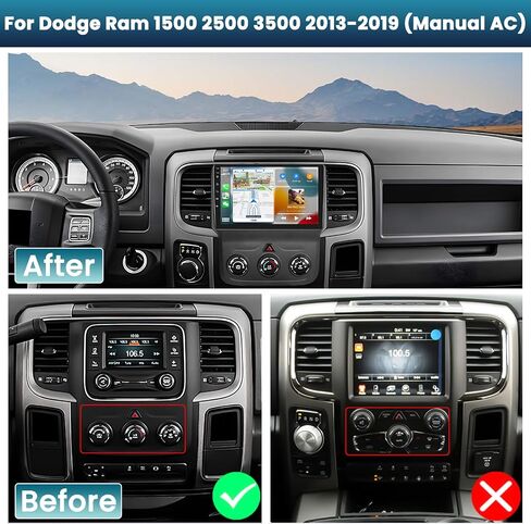 UNITOPSCI 2G+64G راديو ستيريو للسيارة Android لسيارة Dodge Ram 1500 2500 3500 2013-2019 (تيار متردد يدوي) CarPlay Android Auto GPS Navigation 9 بوصة شاشة لمس بلوتوث WiFi FM/RDS Mirror Link + ميكروفون الكاميرا in Saudi Arabia