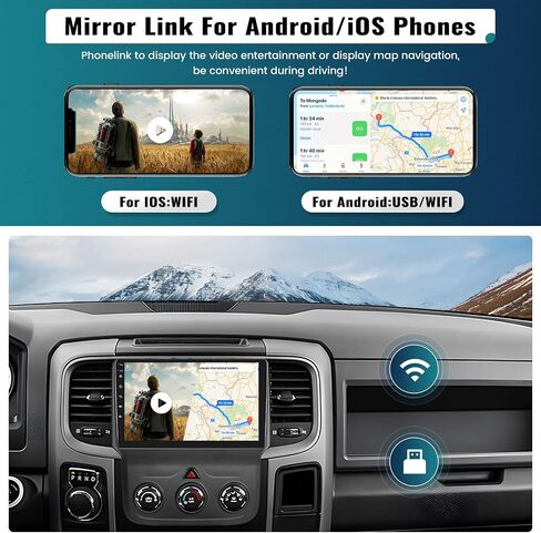 UNITOPSCI 2G+64G راديو ستيريو للسيارة Android لسيارة Dodge Ram 1500 2500 3500 2013-2019 (تيار متردد يدوي) CarPlay Android Auto GPS Navigation 9 بوصة شاشة لمس بلوتوث WiFi FM/RDS Mirror Link + ميكروفون الكاميرا in Saudi Arabia