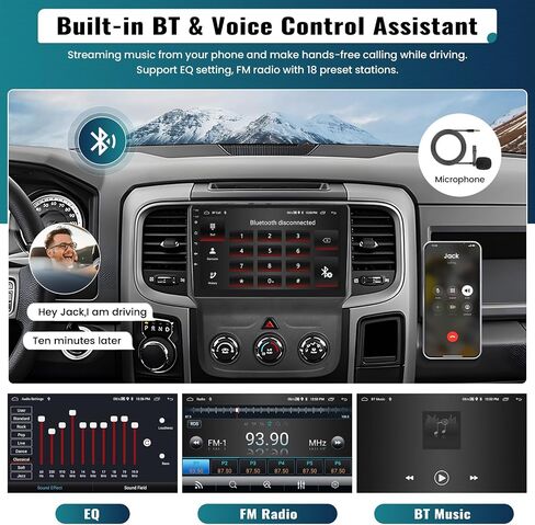 UNITOPSCI 2G+64G راديو ستيريو للسيارة Android لسيارة Dodge Ram 1500 2500 3500 2013-2019 (تيار متردد يدوي) CarPlay Android Auto GPS Navigation 9 بوصة شاشة لمس بلوتوث WiFi FM/RDS Mirror Link + ميكروفون الكاميرا in Saudi Arabia