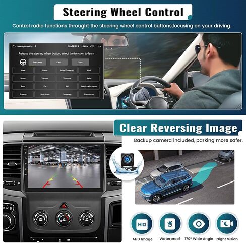 UNITOPSCI 2G+64G راديو ستيريو للسيارة Android لسيارة Dodge Ram 1500 2500 3500 2013-2019 (تيار متردد يدوي) CarPlay Android Auto GPS Navigation 9 بوصة شاشة لمس بلوتوث WiFi FM/RDS Mirror Link + ميكروفون الكاميرا in Saudi Arabia
