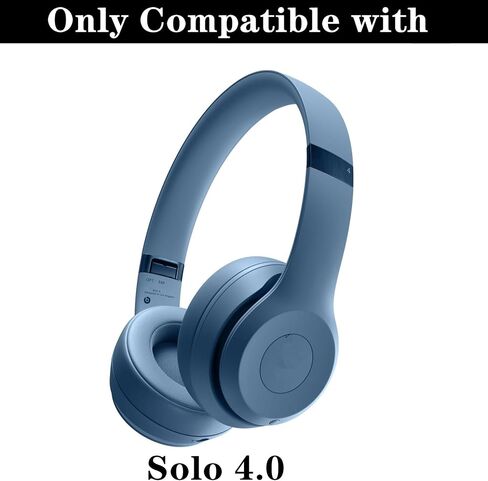 أغطية وسائد أذن Solo 4 متوافقة مع سماعات Beats Solo 4 اللاسلكية بلوتوث على الأذن، وسائد أذن من الجلد البروتيني (أسود) in Kuwait