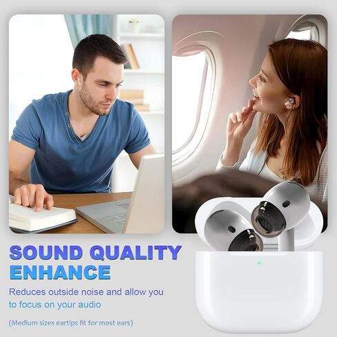 أطراف أذن بديلة لأجهزة Airpods 4/Airpods 3، مع فتحة لتقليل الضوضاء، مادة TPE غير قابلة للانزلاق، سدادات أذن بديلة غطاء ناعم لأجهزة Airpods 4 مع صندوق تخزين محمول (أبيض شفاف، M) in Kuwait