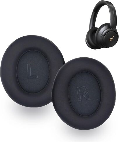 وسائد أذن بديلة لجهاز Anker Soundcore Life Q30 Q35، وسائد أذن لسماعات الرأس، وغطاء لأكواب الأذن مع جلد ناعم وإسفنج ميموري - أسود in Kuwait