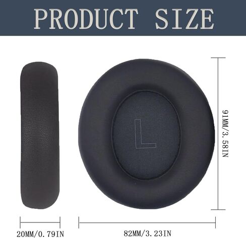 وسائد أذن بديلة لجهاز Anker Soundcore Life Q30 Q35، وسائد أذن لسماعات الرأس، وغطاء لأكواب الأذن مع جلد ناعم وإسفنج ميموري - أسود in Kuwait