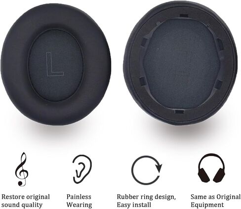وسائد أذن بديلة لجهاز Anker Soundcore Life Q30 Q35، وسائد أذن لسماعات الرأس، وغطاء لأكواب الأذن مع جلد ناعم وإسفنج ميموري - أسود in Kuwait