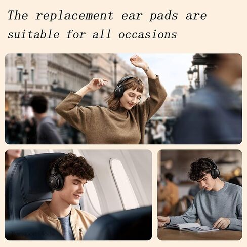 وسائد أذن بديلة لجهاز Anker Soundcore Life Q30 Q35، وسائد أذن لسماعات الرأس، وغطاء لأكواب الأذن مع جلد ناعم وإسفنج ميموري - أسود in Kuwait