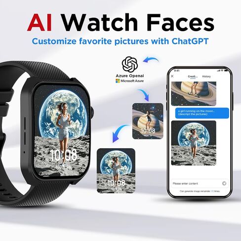 وجوه ساعة BENIO لتتبع اللياقة البدنية بالذكاء الاصطناعي، 2.04 بوصة AMOLED مع AOD، ساعة ذكية للرد/إجراء المكالمات، معدل ضربات القلب 24/7/SpO2/النوم/الإجهاد، سبائك الزنك عالية القوة، IP68 ساعات لياقة بدنية مقاومة للماء للنساء والرجال in Saudi Arabia