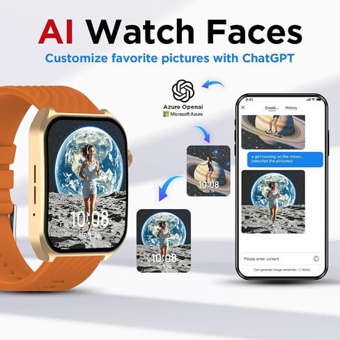 وجوه ساعة BENIO لتتبع اللياقة البدنية بالذكاء الاصطناعي، 2.04 بوصة AMOLED مع AOD، ساعة ذكية للرد/إجراء المكالمات، معدل ضربات القلب 24/7/SpO2/النوم/الإجهاد، سبائك الزنك عالية القوة، IP68 ساعات لياقة بدنية مقاومة للماء للنساء والرجال in Saudi Arabia